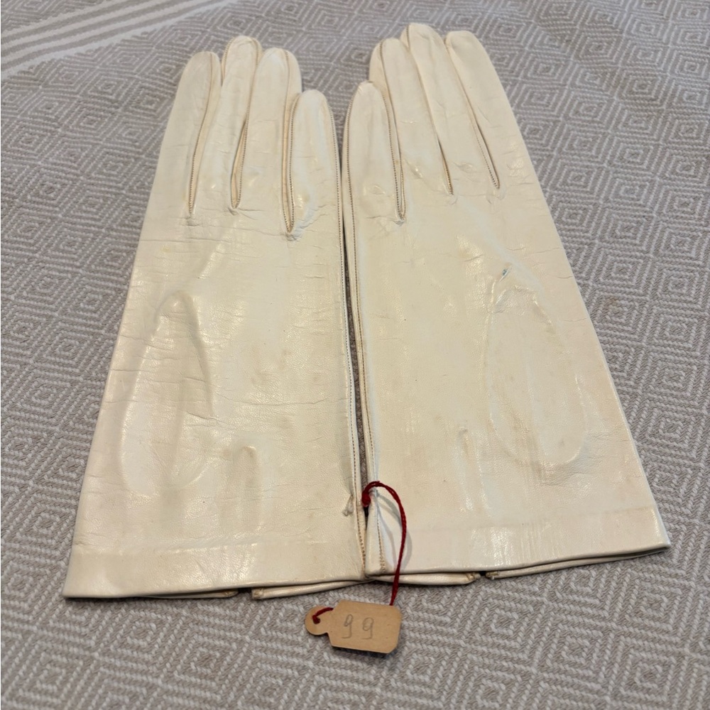 Vintage Cream Leather Gloves-1960s